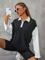 Polo Regular Casual Colorblock Women Tops, Blouses  Tee 209