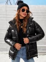 Regular Zipper Regular Fit Women Winter Coats 9826