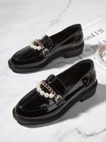 Black Pearls Plain Shoes 3753