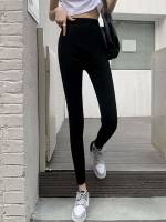 Cropped Plain  Women Leggings 7089