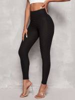  Plain Black Sporty Women Bottoms 9988