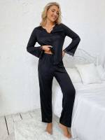  Black Long Sleeve Women Sleep  Lounge 2474