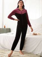  Casual Zipper Colorblock Underwear  Sleepwear 2859