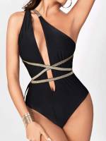  Plain Black Women Beachwear 3217