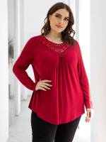 Appliques Regular Regular Fit Black Plus Size Tops 260