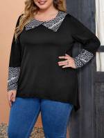  Collar Regular Fit Plus Size T-shirts 7851