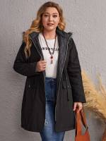  Drawstring Long Sleeve Short Plus Size Outerwears 8045