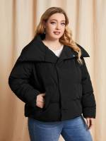 Regular Fit Regular Collar Casual Plus Size Outerwears 7648