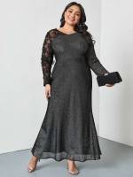  Regular Fit V neck Maxi Plus Size Dresses 5773