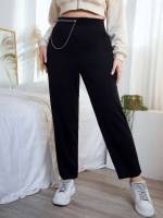 Casual Regular Fit Chain Plain Plus Size Bottoms 2261