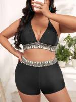  Halter Boho Plus Size Swimwear 9724