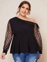 Regular Asymmetrical Polka Dot Women Plus Clothing 969