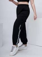 Pocket Black Letter Plus Size Bottoms 5350