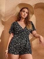 Casual Regular Fit Short Sleeve Plus Size Jumpsuits 9673