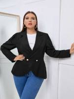  Elegant Lapel Plain Plus Size Blazers 5683