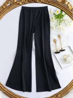 Casual Black Regular Fit Plus Size Pants 7270