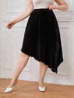 Elegant Midi Asymmetrical Plus Size Skirts 519