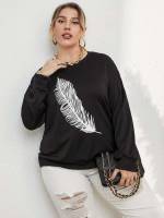  Graphic Regular Fit Plus Size Sweatshirts 3341