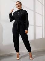Black Regular Fit Plain Long Women Plus Clothing 7587