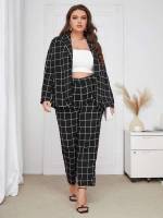  Casual Lapel Plaid Plus Size Suits 3567