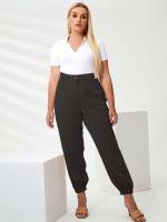 Casual Regular Fit Black Plus Size Pants 7675