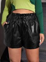  Casual Regular Fit Black Plus Size Shorts 6316