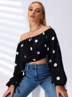 Elegant Black Crop Off the Shoulder Plus Size Blouses 748