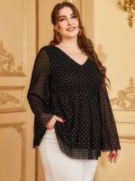  V neck Rhinestone Plus Size Women Tops 9841