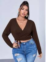 Casual Knot Slim Fit Plus Size Women Tops 787