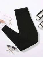  Plain Black Plus Size Sweater Pants 5780