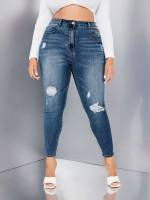   Plain Plus Size Jeans 770