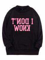 Slogan Regular Pocket Casual Plus Size Sweatshirts 686