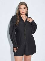 Casual Long Sleeve Regular Fit Plus Size Jumpsuits 248