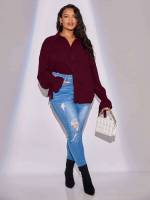  Long Sleeve Long Regular Fit Plus Size Blouses 7521