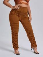 Plain  Plus Size Bottoms 373