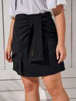  Casual Plain Regular Fit Plus Size Skirts 4046