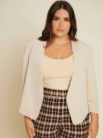 Plain  Crop Plus Size Suits 5349