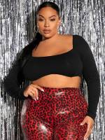 Crop Plain Sexy Asymmetrical Plus Size Tops 8006