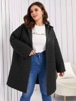 Regular Fit Plain Casual Hooded Plus Size Winter Coats 3936