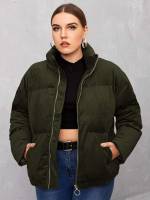  Casual Stand Collar Regular Plus Size Winter Coats 6518