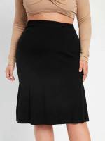  Plain Black Elegant Women Plus Clothing 3225