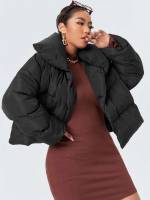 Plain Casual Black Women Plus Clothing 7486