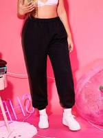 Black Regular Fit Plus Size Sweatpants 9277