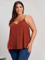 Scallop Regular Fit Regular Plus Size Tank Tops  Camis 3168