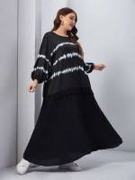 Modest Pleated Black Plus Size Dresses 600