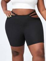 Sexy Cut Out Skinny Plus Size Shorts 907