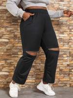  Plain Long Plus Size Pants 7067