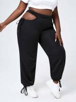 Plain Regular Fit Plus Size Sweatpants 4071