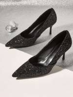  Glitter Black Women Shoes 8024