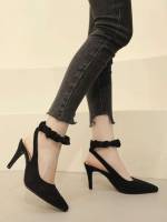 Bow Plain Black Women Shoes 330